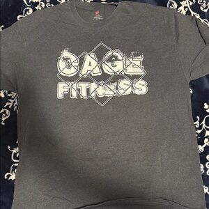 Hanes Dark Gray Crewneck T-Shirt with White Tag Print